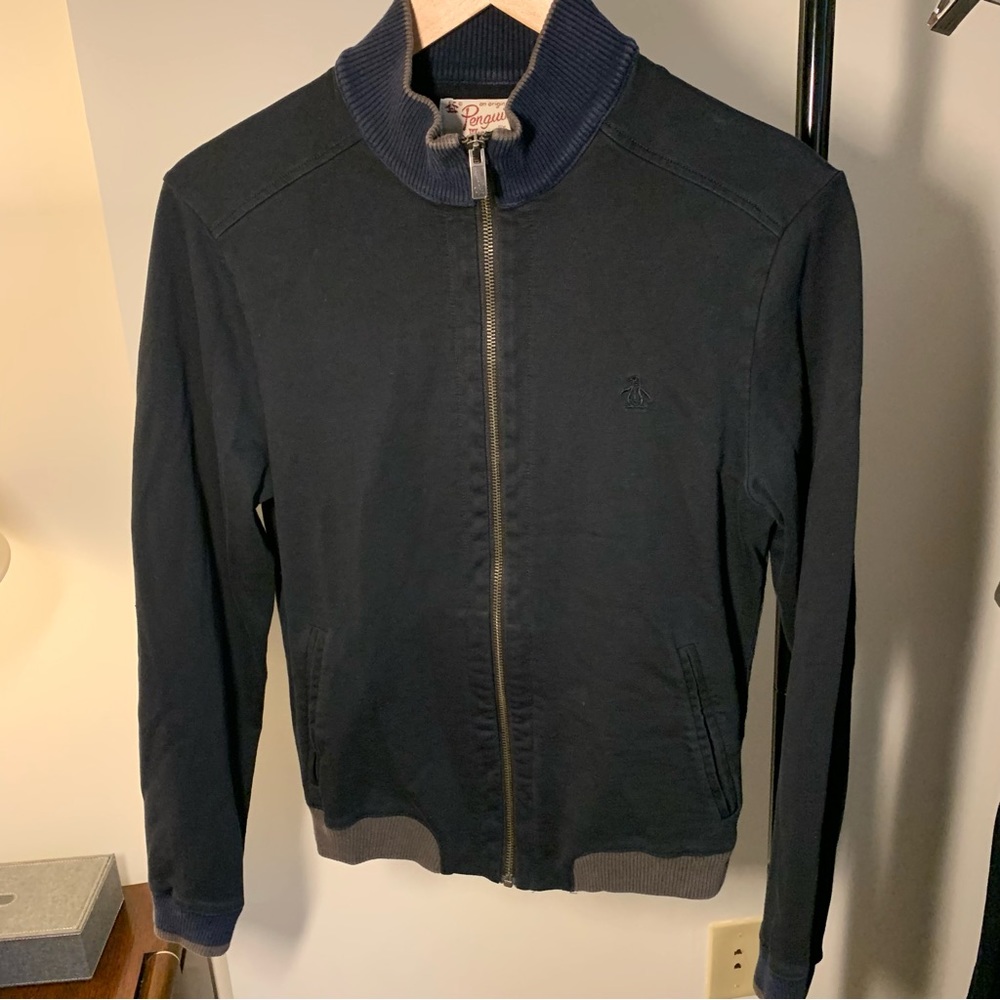 Original Penguin French Terry Full Zip Up Jacket Navy. Size Men S
